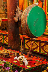 Image showing Ritual drum in Hemis monastery. Ladakh, India