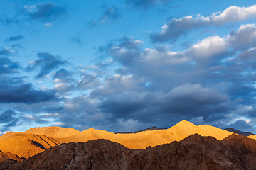 Image showing Himalayas mountains on sunset