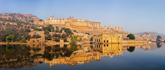 Image showing Panorama of Amer (Amber) fort, Rajasthan, India