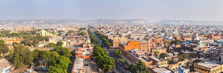 Image showing Panorama of aerial view of Jaipur, Rajasthan, India