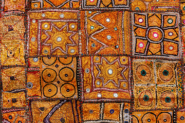 Image showing Colorful indian fabric textile. India