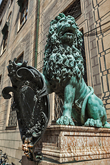 Image showing Bavarian lion statue at Munich Residenz palace