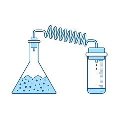 Image showing Icon Of Chemistry Reaction With Two Flask