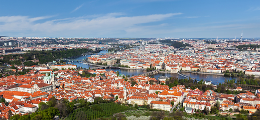 Image showing View of Charles Bridge over Vltava river and Old city from Petri