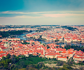 Image showing View of Charles Bridge over Vltava river and Old city from Petri