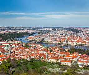 Image showing View of Charles Bridge over Vltava river and Old city from Petri