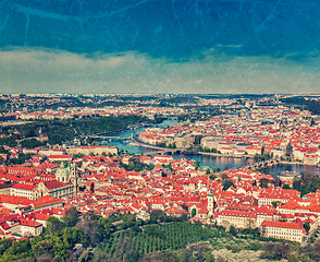 Image showing View of Charles Bridge over Vltava river and Old city from Petri