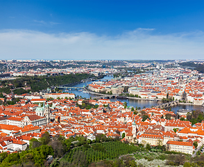 Image showing View of Charles Bridge over Vltava river and Old city from Petri