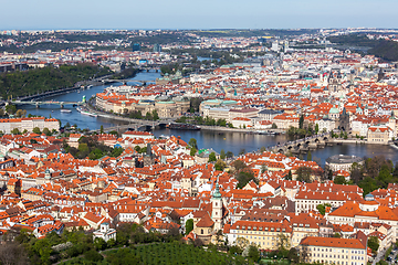 Image showing View of Charles Bridge over Vltava river and Old city from Petri