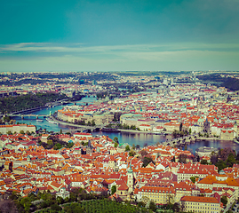 Image showing View of Charles Bridge over Vltava river, Old city