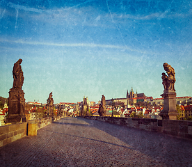 Image showing Charles bridge and Prague castle in the morning