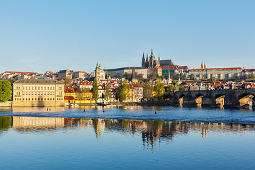 Image showing View of Mala Strana and Prague castle over Vltava river