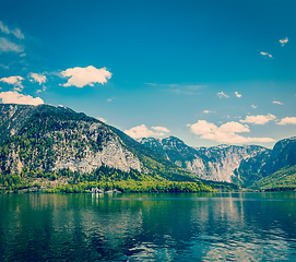 Image showing Castle at Hallstatter See mountain lake in Austria