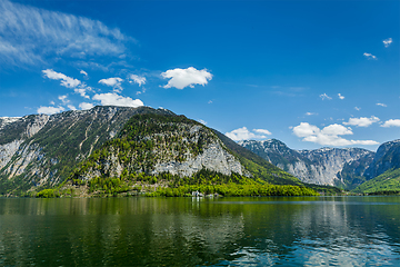 Image showing Castle at Hallstatter See mountain lake in Austria