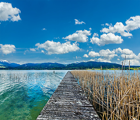 Image showing Pier on the lake in countryside