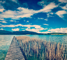 Image showing Pier in the lake, Bavaria countryside