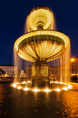 Image showing Fountain in the Geschwister-Scholl-Platz in the evening. Munich,