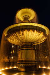 Image showing Fountain in the Geschwister-Scholl-Platz in the evening. Munich,