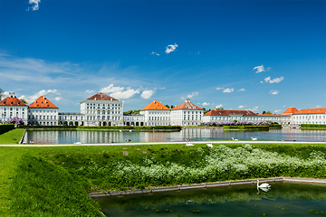 Image showing Swans in fountain near the Nymphenburg Palace