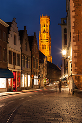 Image showing Bruges street in night, Belgium