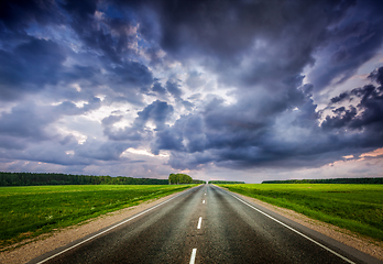 Image showing Road and stormy sky