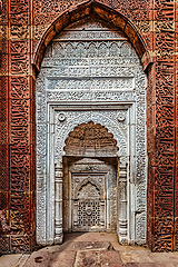 Image showing Decorated wall in Qutub complex. Delhi, India