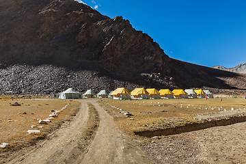 Image showing Tent camp in Himalayas