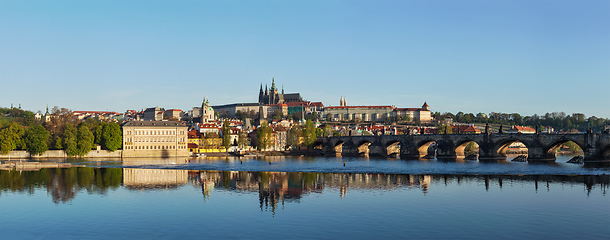 Image showing View of Charles bridge over Vltava and Gradchany