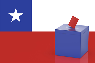 Image showing Blue ballot box with the flag of Chile