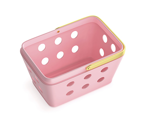 Image showing Pink shopping basket with golden handle