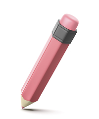 Image showing Pink colored pencil with rubber eraser
