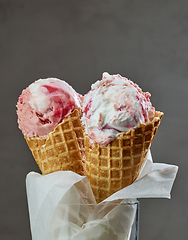 Image showing ice cream cones in a glass