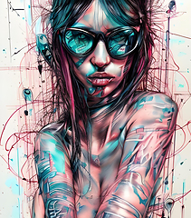 Image showing cyberpunk graffiti portrait illustration