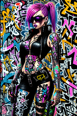 Image showing cyberpunk graffiti portrait illustration