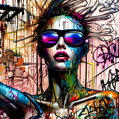 Image showing cyberpunk graffiti portrait illustration