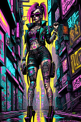 Image showing cyberpunk graffiti portrait illustration