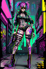 Image showing cyberpunk graffiti portrait illustration