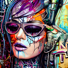 Image showing cyberpunk graffiti portrait illustration