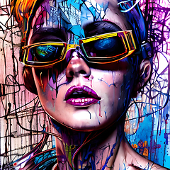 Image showing cyberpunk graffiti portrait illustration