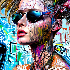 Image showing cyberpunk graffiti portrait illustration