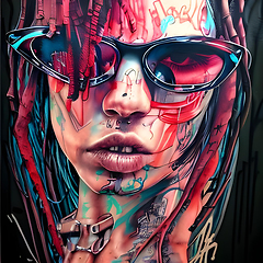 Image showing cyberpunk graffiti portrait illustration