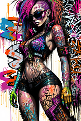 Image showing cyberpunk graffiti portrait illustration