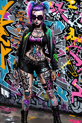 Image showing cyberpunk graffiti portrait illustration