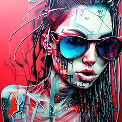 Image showing cyberpunk graffiti portrait illustration