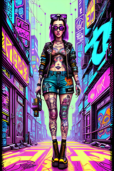 Image showing cyberpunk graffiti portrait illustration