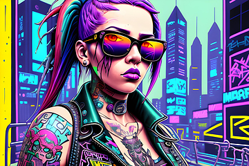 Image showing cyberpunk graffiti portrait illustration