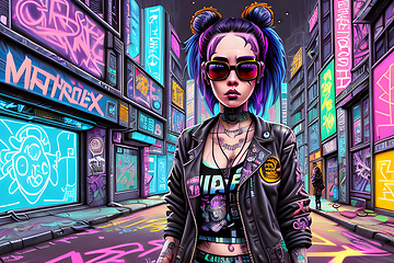 Image showing cyberpunk graffiti portrait illustration