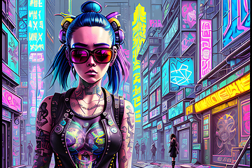 Image showing cyberpunk graffiti portrait illustration