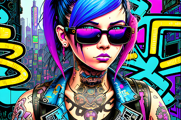 Image showing cyberpunk graffiti portrait illustration