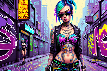 Image showing cyberpunk graffiti portrait illustration